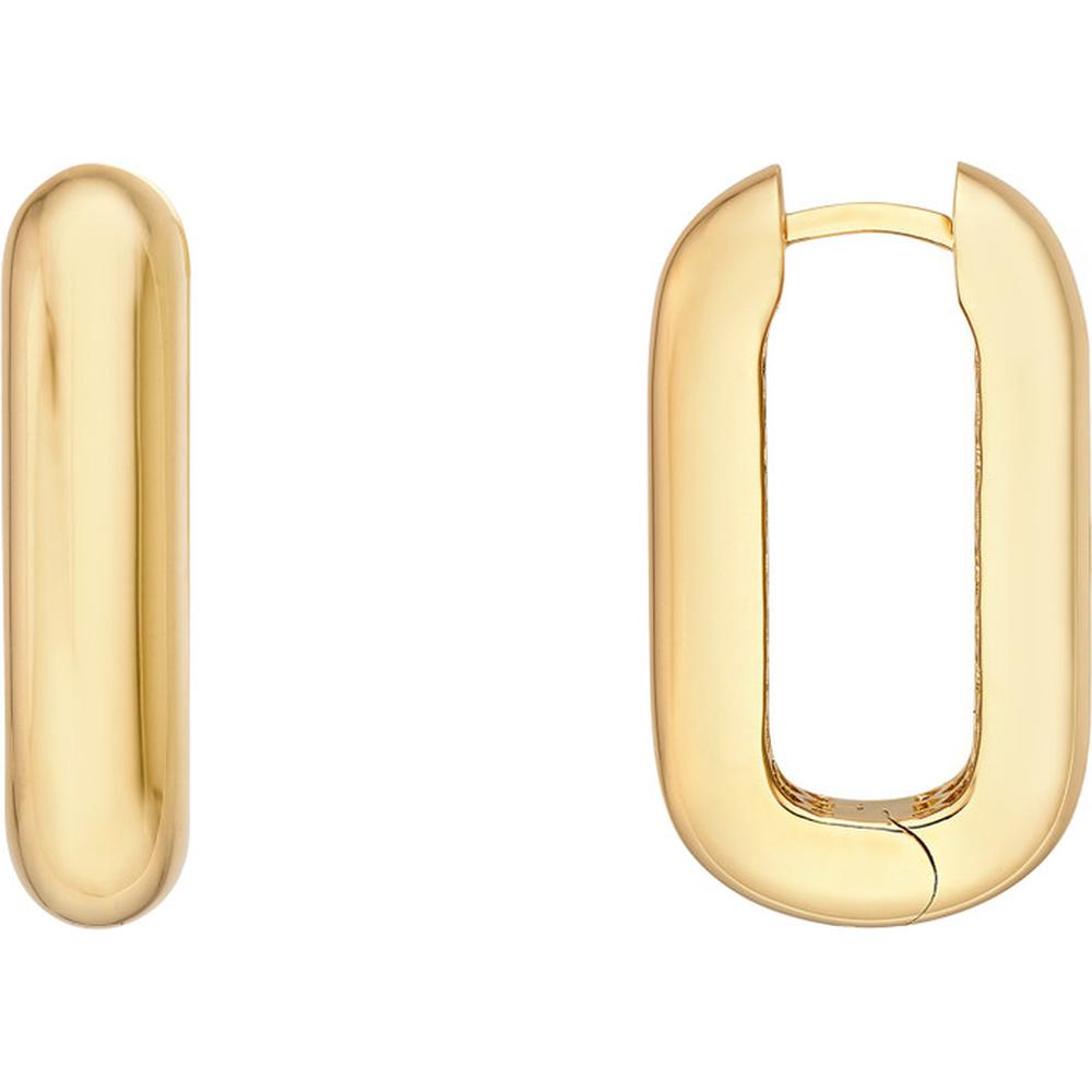Olas d'Oro - 14K Yellow Gold Polished Long Oval Hoop Earrings - 6.00g