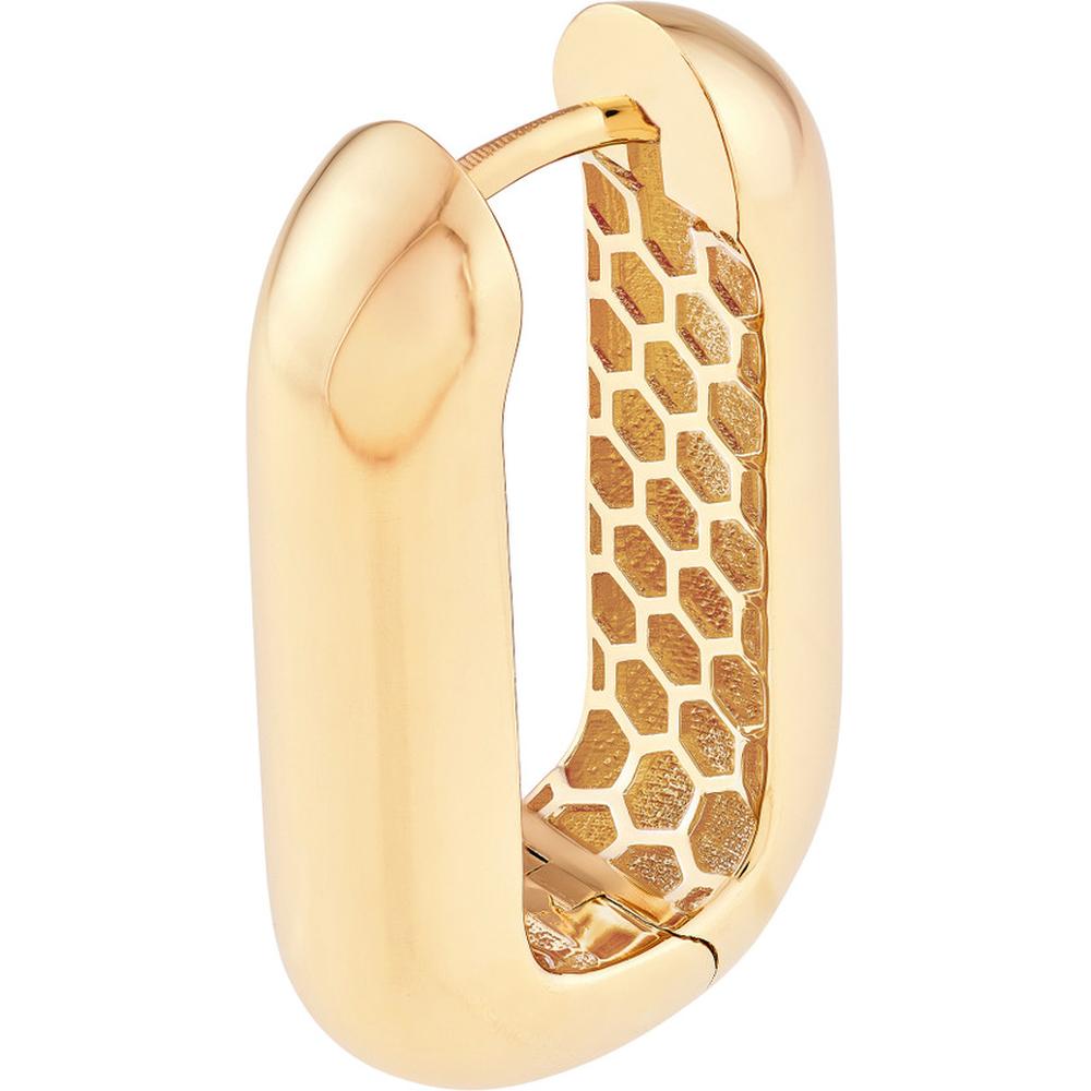 Olas d'Oro - 14K Yellow Gold Polished Long Oval Hoop Earrings - 6.00g