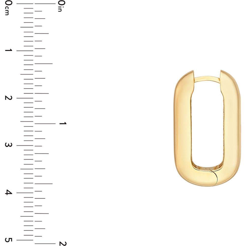 Olas d'Oro - 14K Yellow Gold Polished Long Oval Hoop Earrings - 6.00g