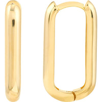 Olas d'Oro - 14K Yellow Gold Polished Oblong Mini Hoop Earrings - 20mm Size