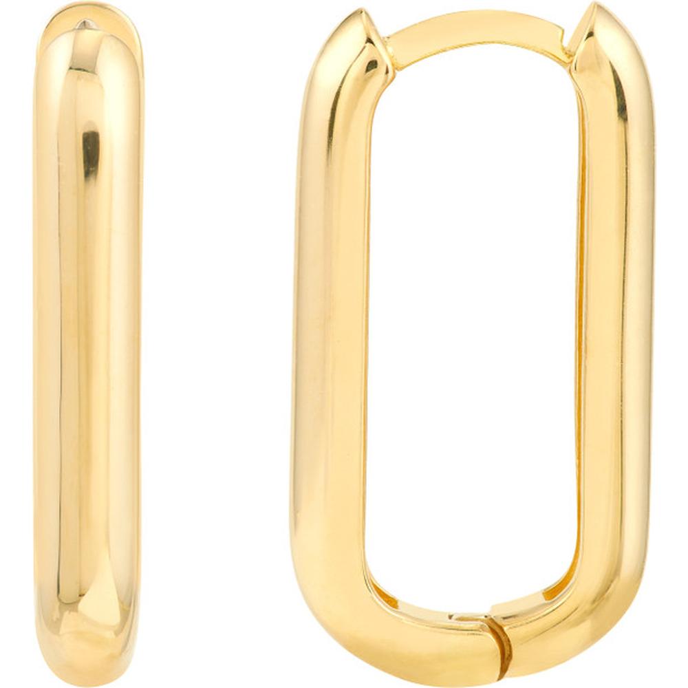Olas d'Oro - 14K Yellow Gold Polished Oblong Mini Hoop Earrings - 20mm Size