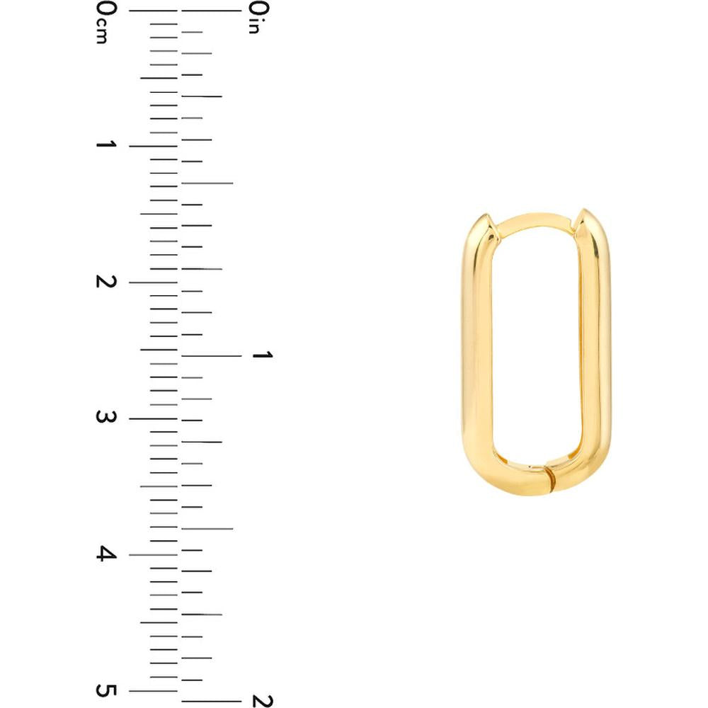 Olas d'Oro - 14K Yellow Gold Polished Oblong Mini Hoop Earrings - 20mm Size