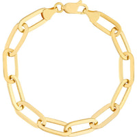 Olas d'Oro - 14K Yellow Gold Polished Oval Link Bracelet with Lobster Clasp - 6.48g Weight