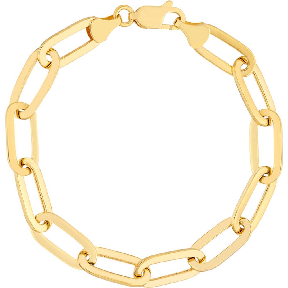 Olas d'Oro - 14K Yellow Gold Polished Oval Link Bracelet with Lobster Clasp - 6.48g Weight