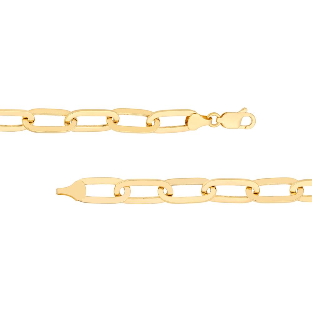Olas d'Oro - 14K Yellow Gold Polished Oval Link Bracelet with Lobster Clasp - 6.48g Weight