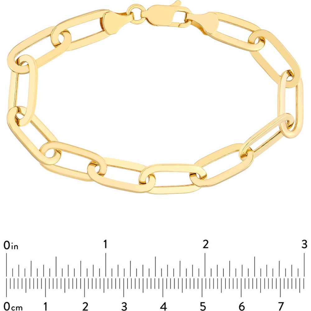Olas d'Oro - 14K Yellow Gold Polished Oval Link Bracelet with Lobster Clasp - 6.48g Weight
