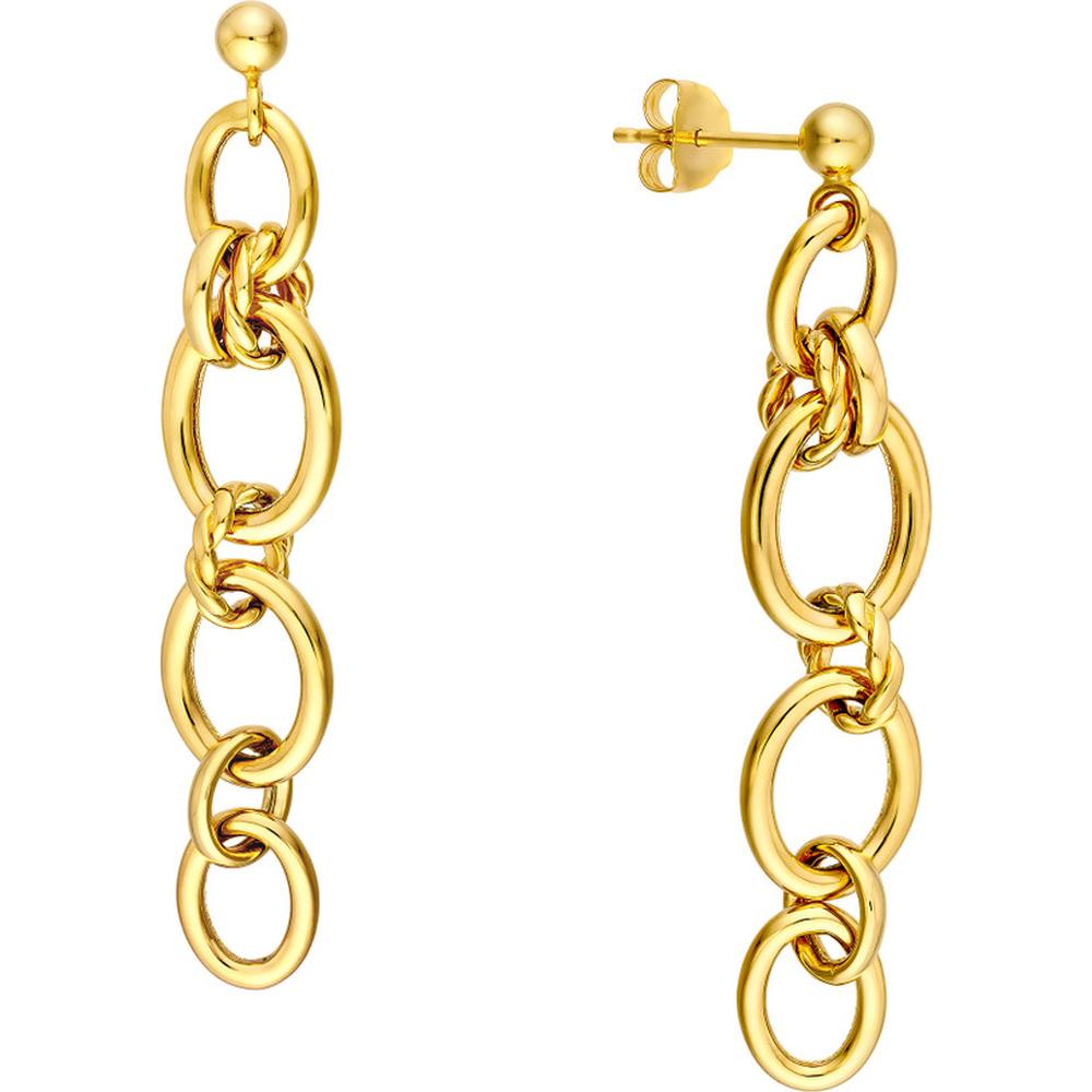 Olas d'Oro - 14K Yellow Gold Polished Oval Link Dangle Earrings - 5.75g Total Weight