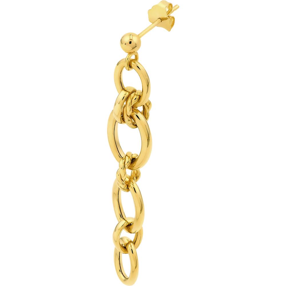Olas d'Oro - 14K Yellow Gold Polished Oval Link Dangle Earrings - 5.75g Total Weight