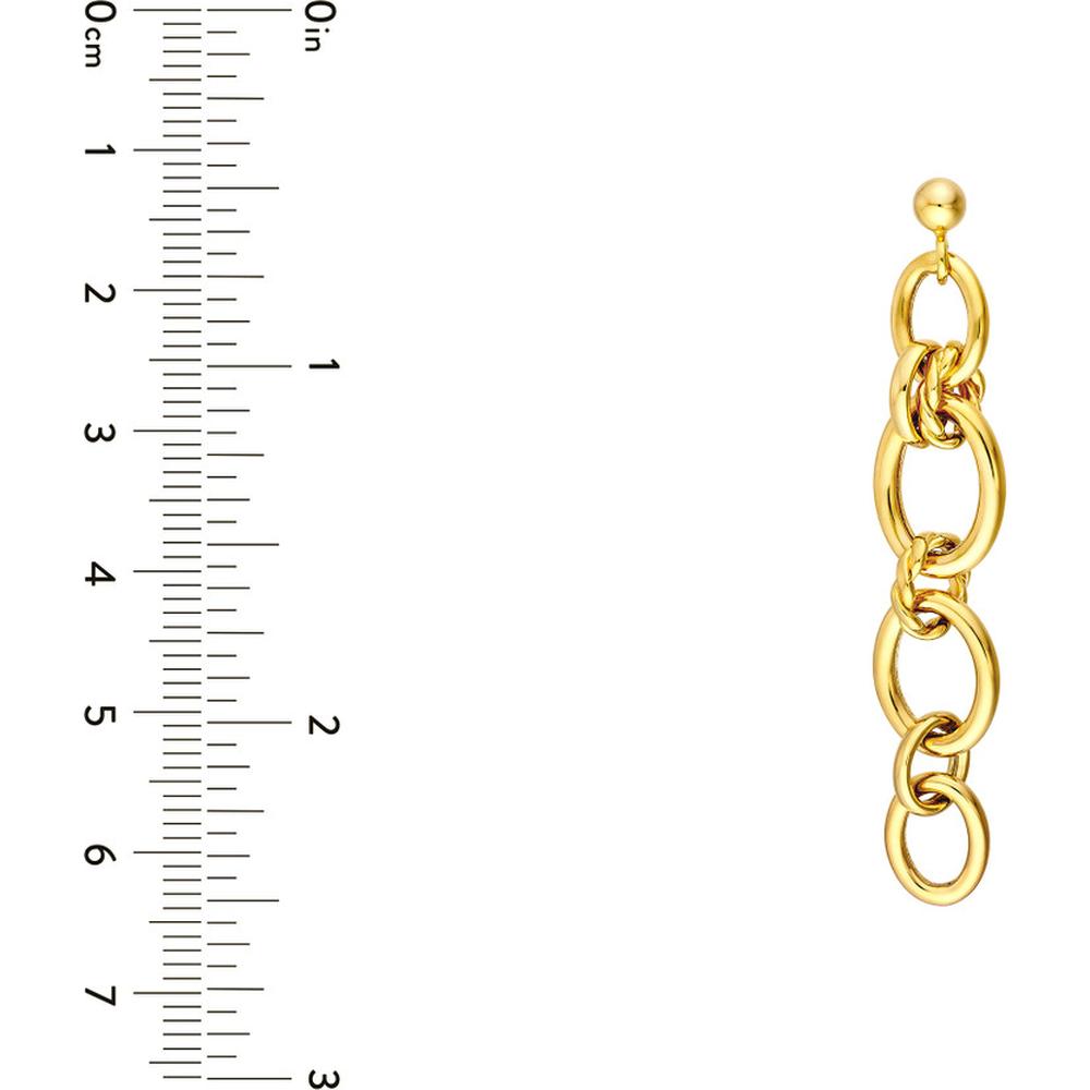 Olas d'Oro - 14K Yellow Gold Polished Oval Link Dangle Earrings - 5.75g Total Weight