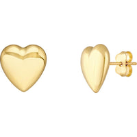 Olas d'Oro - 14K Yellow Gold Polished Puff Heart Stud Earrings