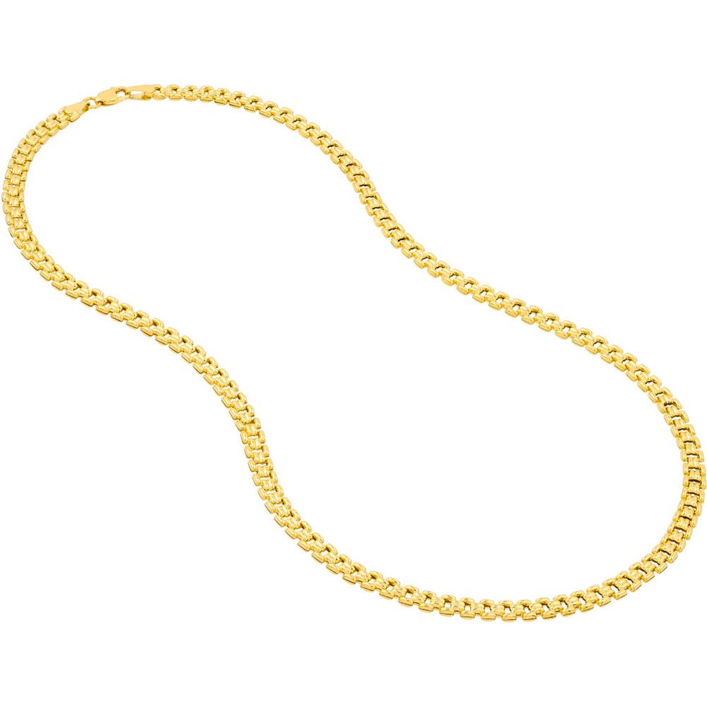 Olas d'Oro - 14K Yellow Gold Polished Railroad Link Chain Necklace - 18" Length - 8.7 Grams