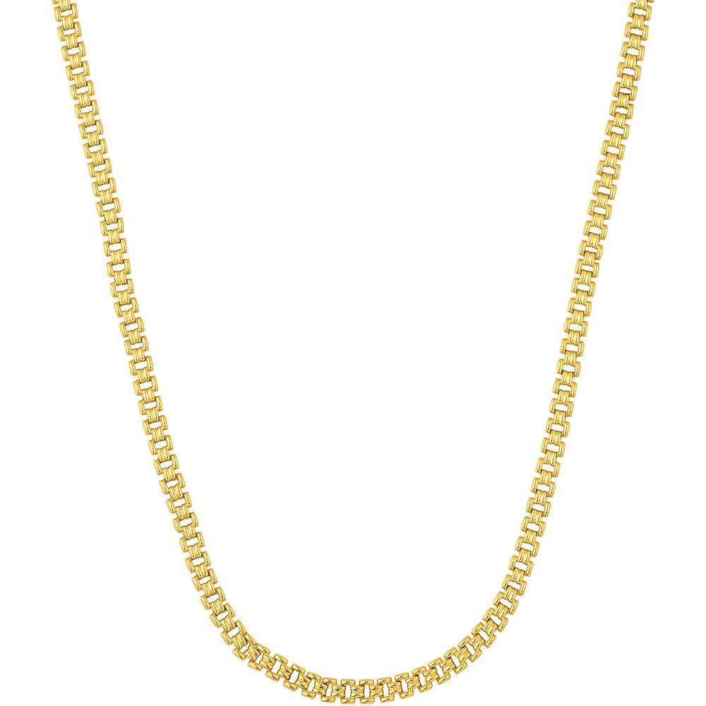 Olas d'Oro - 14K Yellow Gold Polished Railroad Link Choker Necklace - 10" Length, 4.55mm Width, 5g Weight