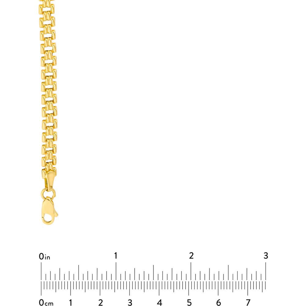 Olas d'Oro - 14K Yellow Gold Polished Railroad Link Choker Necklace - 10" Length, 4.55mm Width, 5g Weight