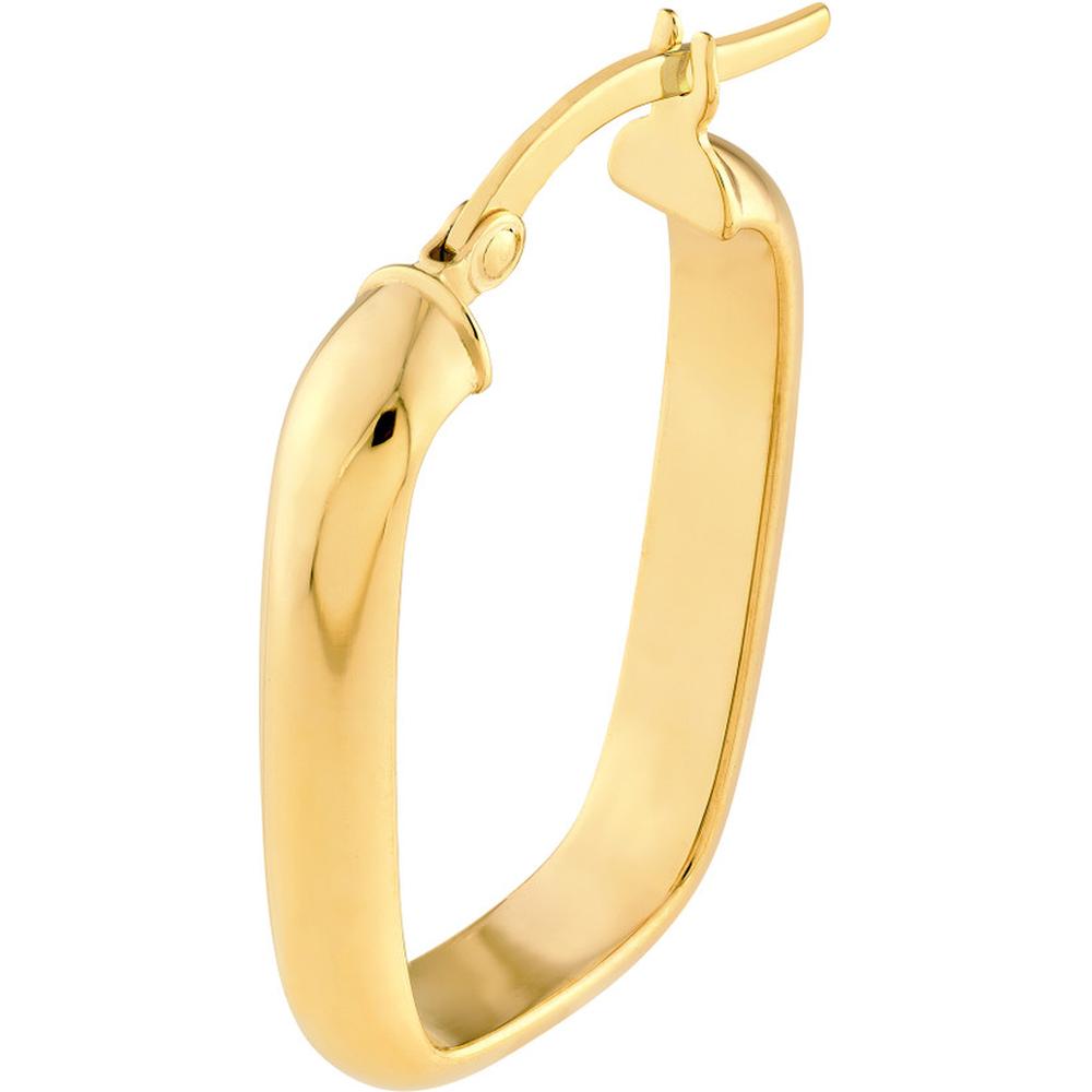 Olas d'Oro - 14K Yellow Gold Polished Rectangle Hoop Earrings - 1.90g