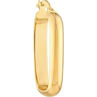 Olas d'Oro - 14K Yellow Gold Polished Rectangle Hoop Earrings - 1.90g