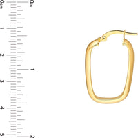 Olas d'Oro - 14K Yellow Gold Polished Rectangle Hoop Earrings - 1.90g