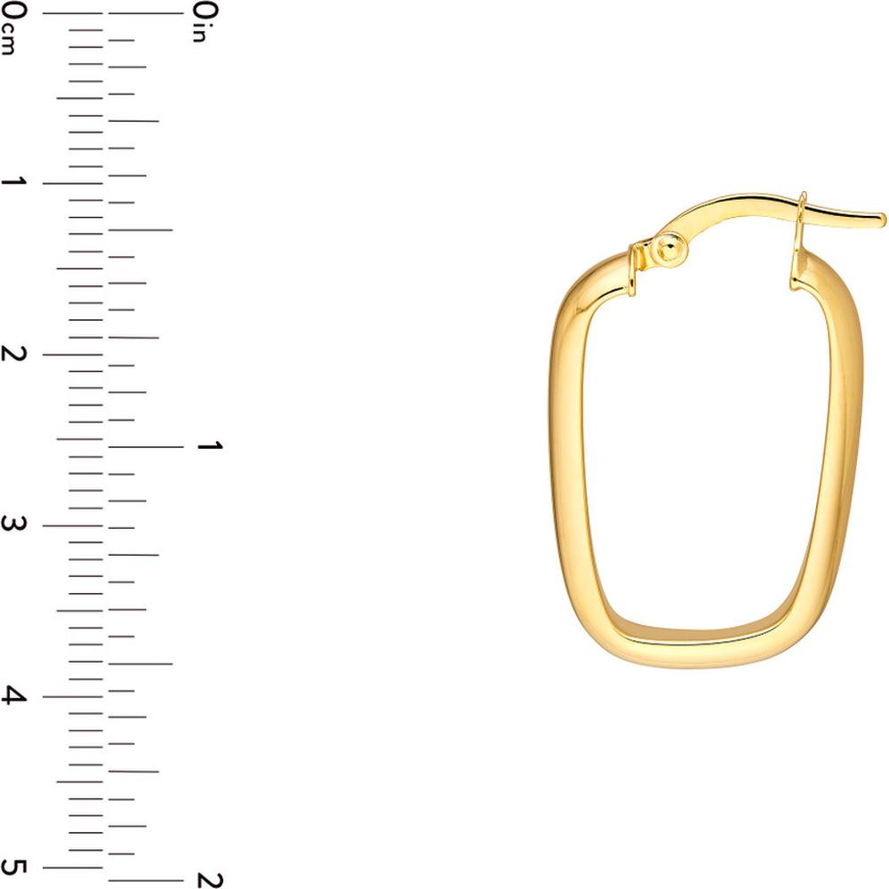 Olas d'Oro - 14K Yellow Gold Polished Rectangle Hoop Earrings - 1.90g