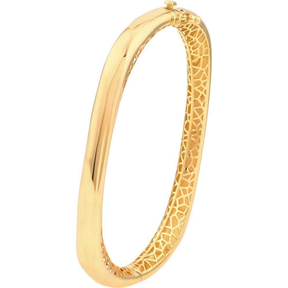 Olas d'Oro - 14K Yellow Gold Polished Semi Round Bangle Bracelet - 12.40g