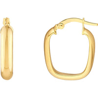 Olas d'Oro - 14K Yellow Gold Polished Square Hoop Earrings - 1.55g