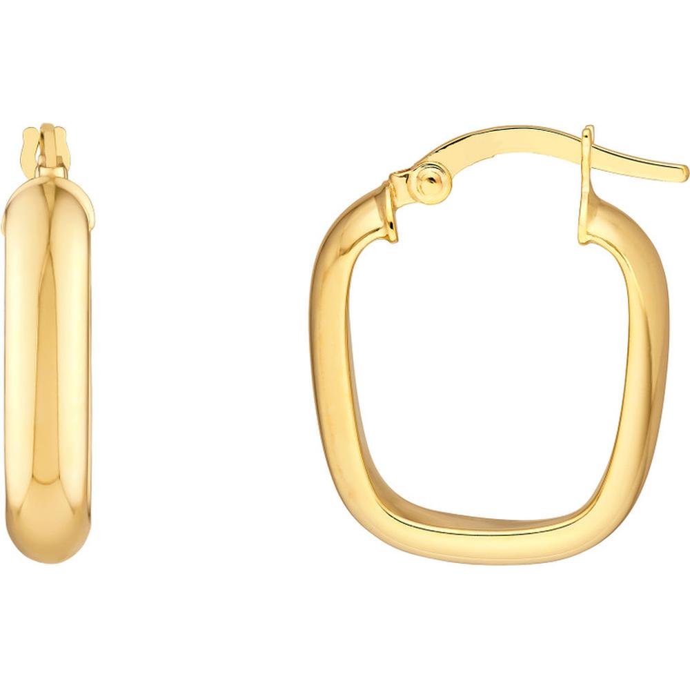 Olas d'Oro - 14K Yellow Gold Polished Square Hoop Earrings - 1.55g