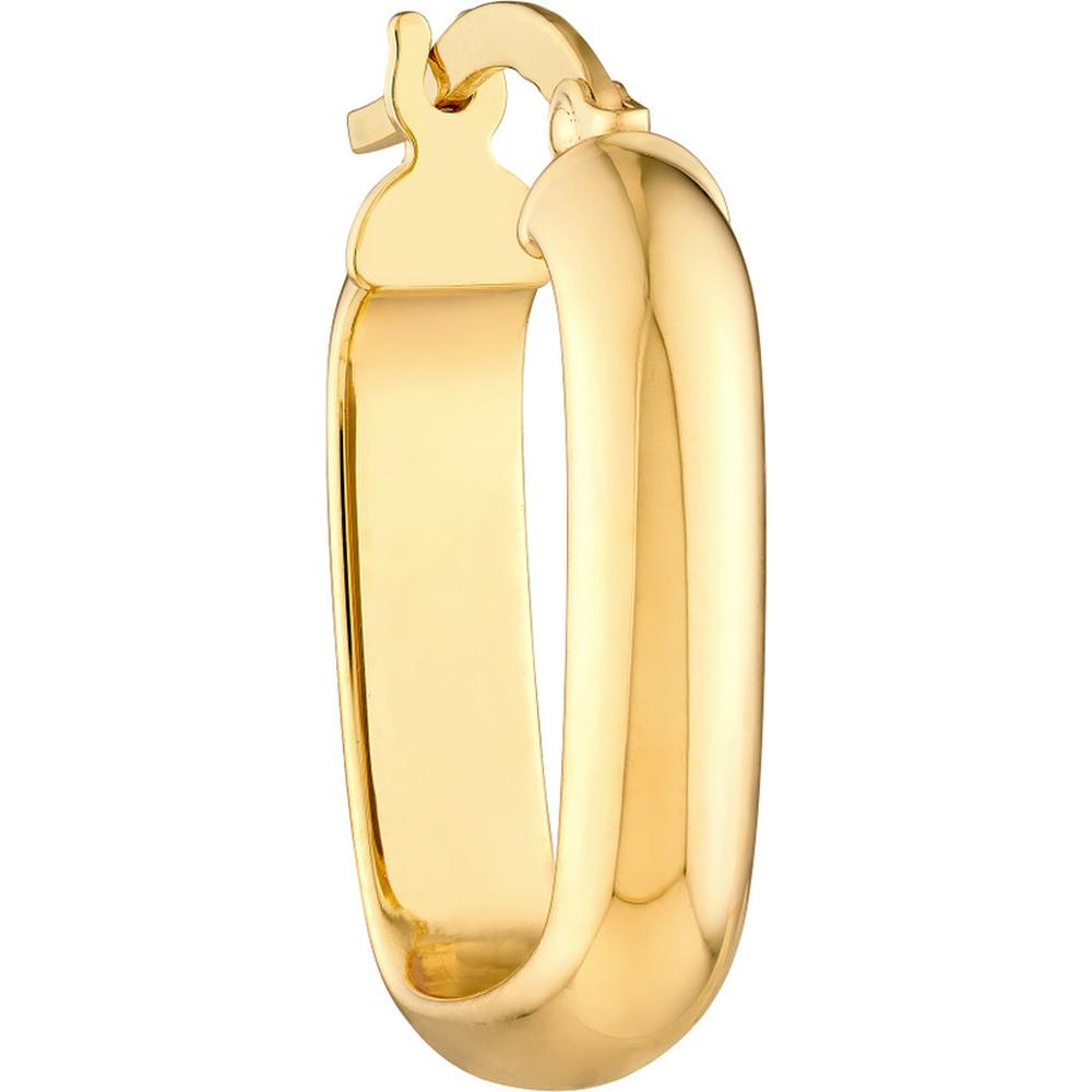 Olas d'Oro - 14K Yellow Gold Polished Square Hoop Earrings - 1.55g