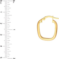 Olas d'Oro - 14K Yellow Gold Polished Square Hoop Earrings - 1.55g