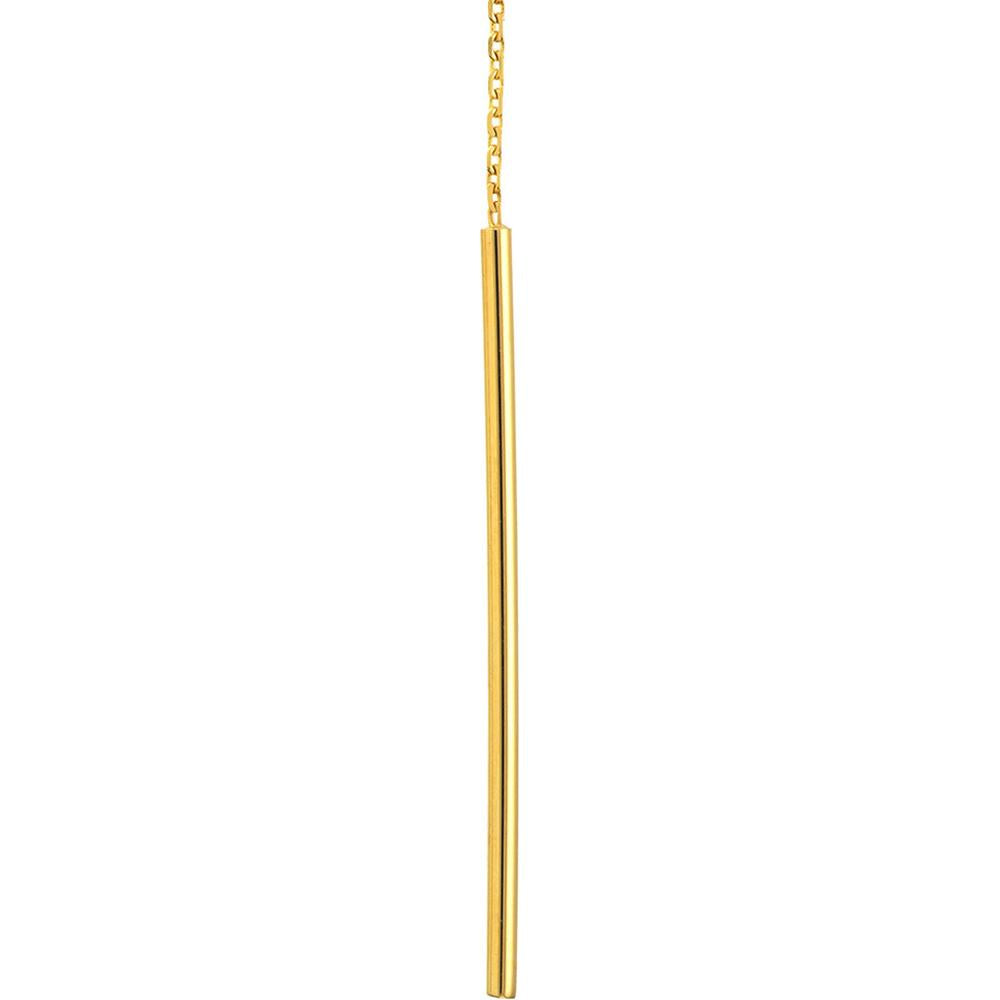 Olas d'Oro - 14K Yellow Gold Polished Stick Threader Earrings - Elegant Modern Design