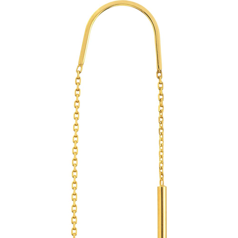 Olas d'Oro - 14K Yellow Gold Polished Stick Threader Earrings - Elegant Modern Design
