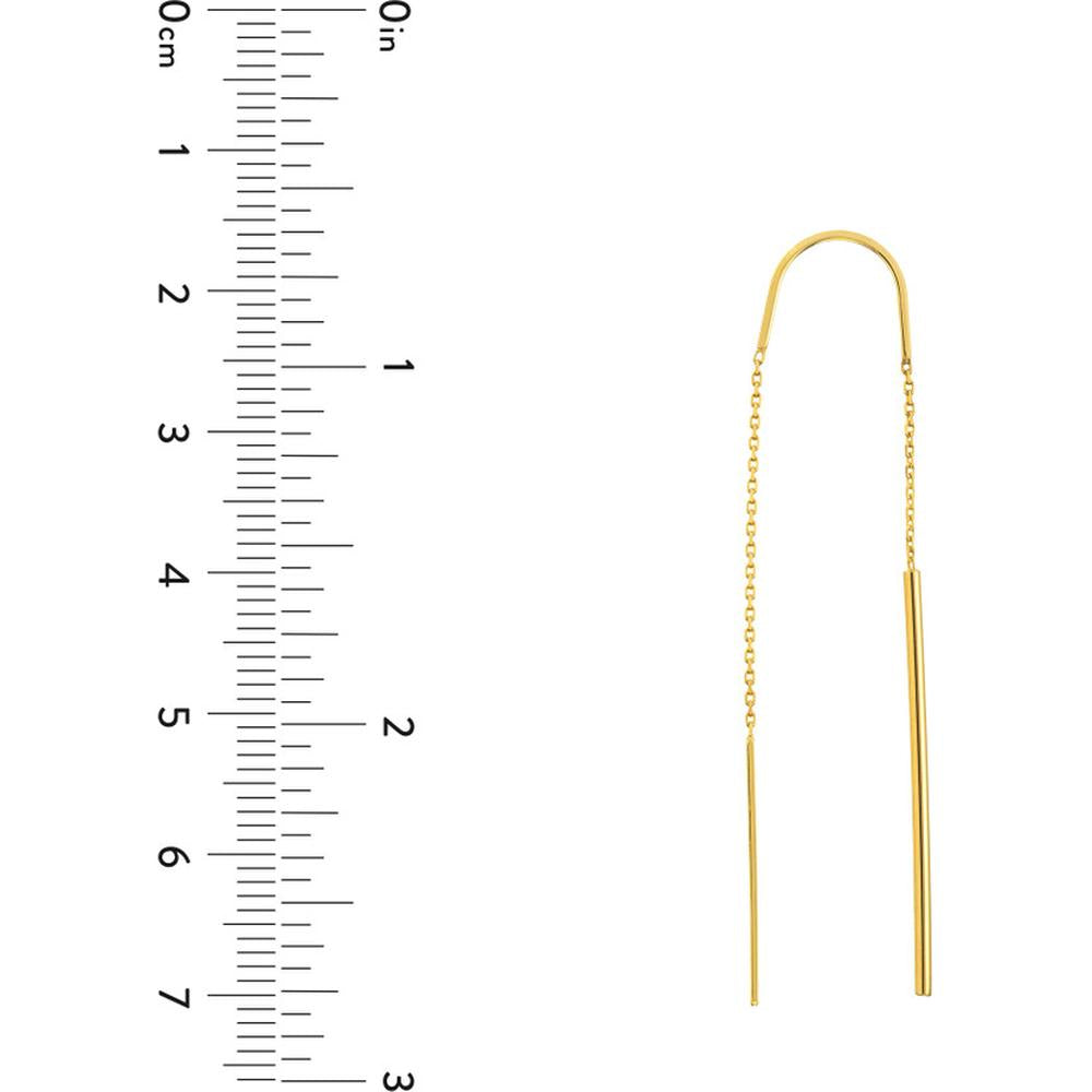 Olas d'Oro - 14K Yellow Gold Polished Stick Threader Earrings - Elegant Modern Design
