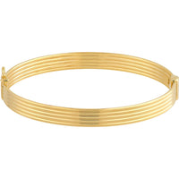 Olas d'Oro - 14K Yellow Gold Polished Textured Bangle with Hinge Closure - 7.45g