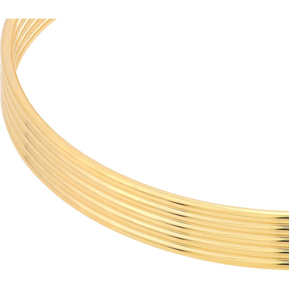 Olas d'Oro - 14K Yellow Gold Polished Textured Bangle with Hinge Closure - 7.45g