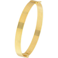 Olas d'Oro - 14K Yellow Gold Polished Textured Bangle with Hinge Closure - 7.45g