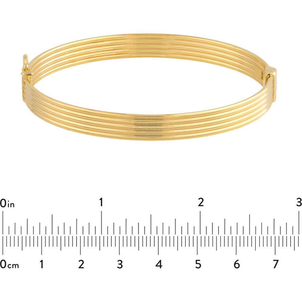 Olas d'Oro - 14K Yellow Gold Polished Textured Bangle with Hinge Closure - 7.45g