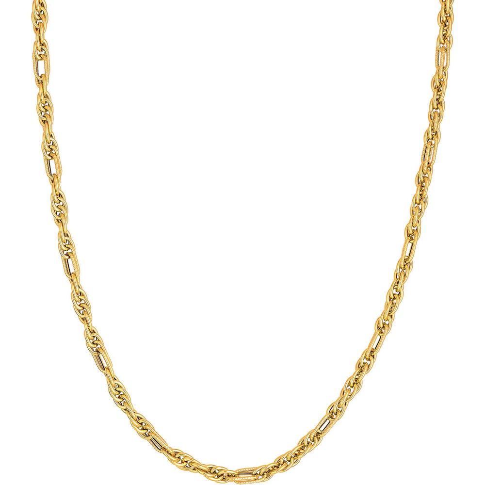 Olas d'Oro - 14K Yellow Gold Polished Textured Link Chain Bracelet - 7.50'' Length