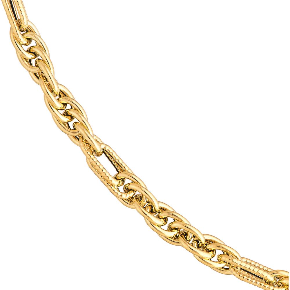 Olas d'Oro - 14K Yellow Gold Polished Textured Link Chain Necklace - 18" 6.5g
