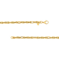 Olas d'Oro - 14K Yellow Gold Polished Textured Link Chain Necklace - 18" 6.5g