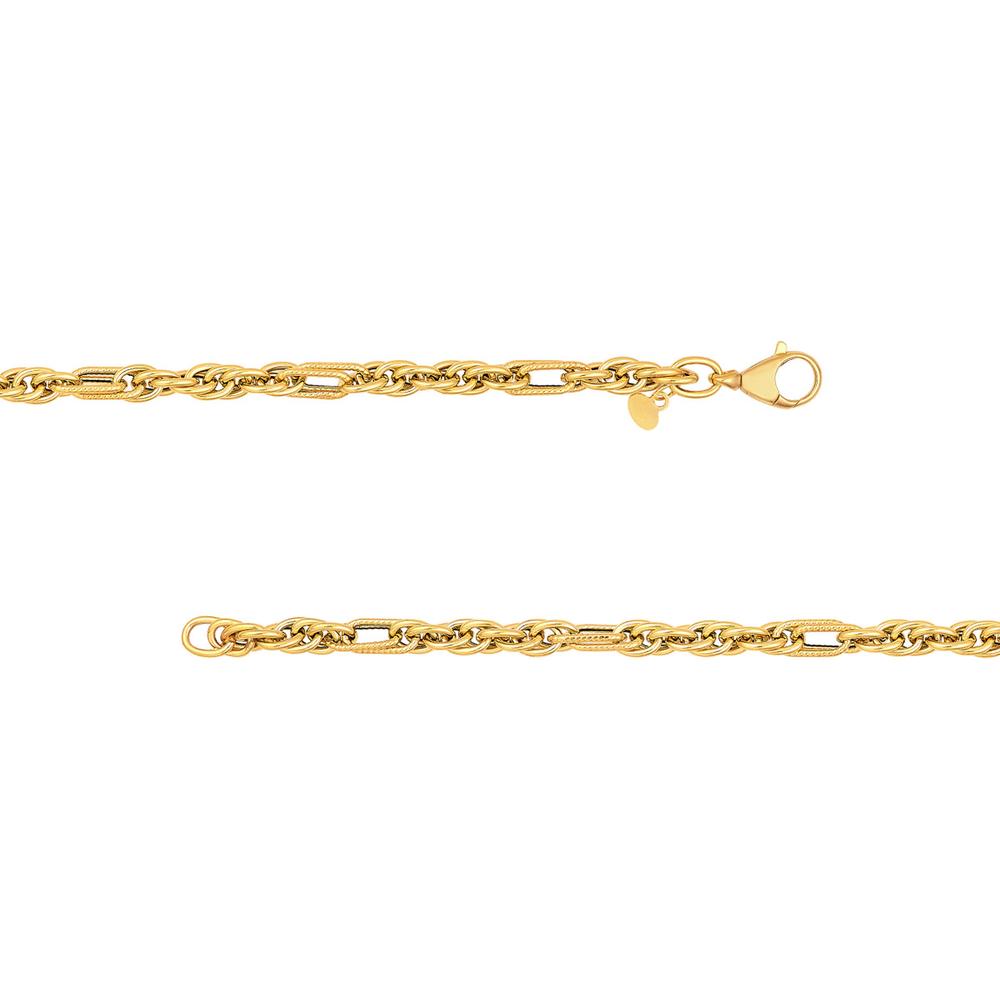 Olas d'Oro - 14K Yellow Gold Polished Textured Link Chain Necklace - 18" 6.5g