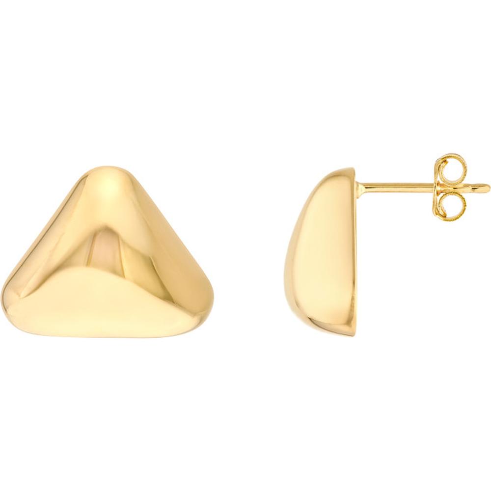 Olas d'Oro - 14K Yellow Gold Polished Triangular Stud Earrings - 3.11g Total Weight