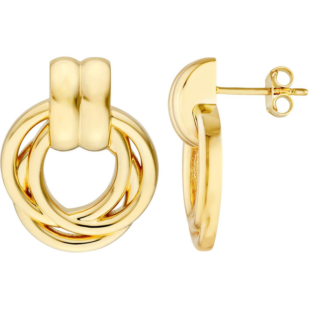 Olas d'Oro - 14K Yellow Gold Polished Triple Hoop Dangle Earrings - 5.11g Total Weight