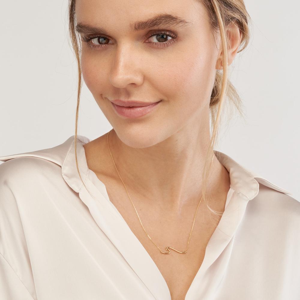 Olas d'Oro - 14K Yellow Gold Polished Wave Pendant Necklace  2.30g