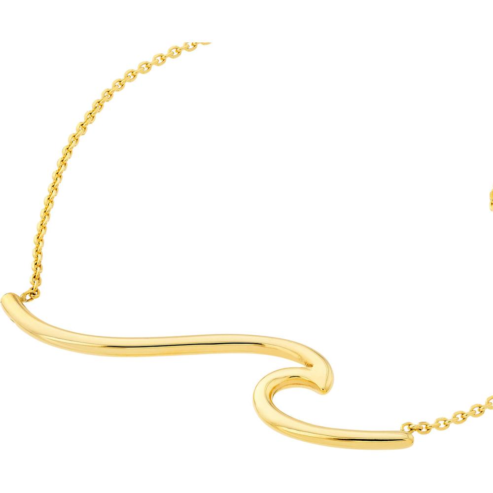 Olas d'Oro - 14K Yellow Gold Polished Wave Pendant Necklace  2.30g