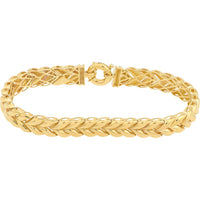 Olas d'Oro - 14K Yellow Gold Polished Wheat Link Bracelet with Fancy Spring Ring Closure - 11.41 Grams Weight