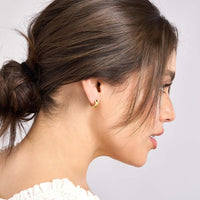 Olas d'Oro - 14K Yellow Gold Polished Wide Huggie Earrings Classic Everyday Hoops