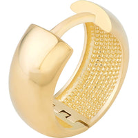 Olas d'Oro - 14K Yellow Gold Polished Wide Huggie Earrings Classic Everyday Hoops