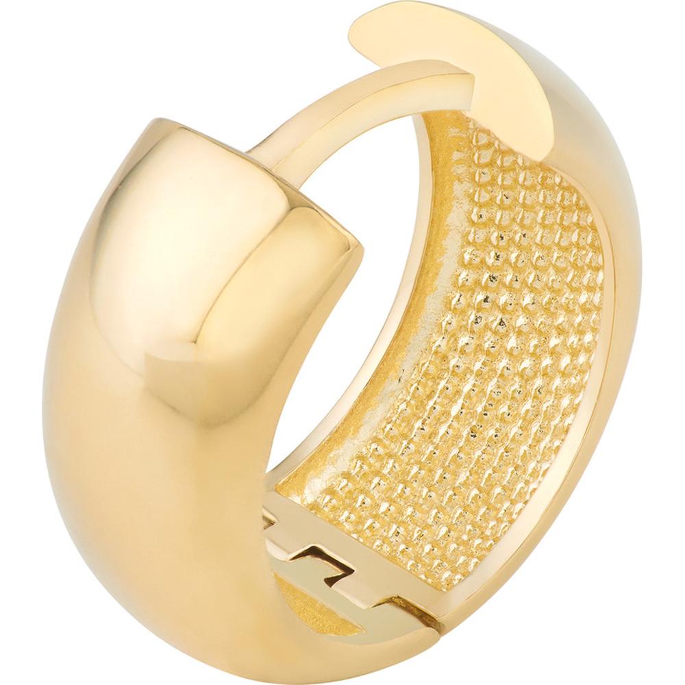 Olas d'Oro - 14K Yellow Gold Polished Wide Huggie Earrings Classic Everyday Hoops