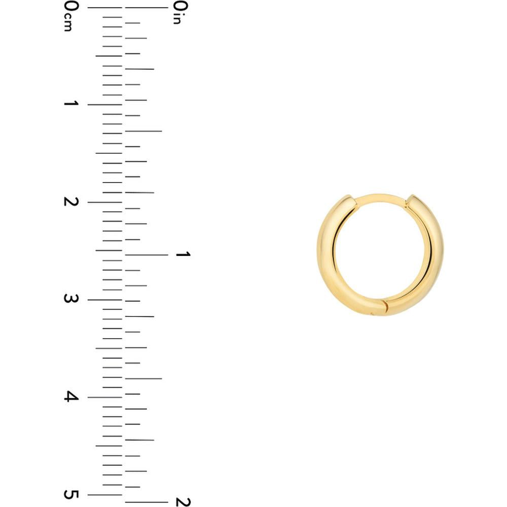 Olas d'Oro - 14K Yellow Gold Polished Wide Huggie Earrings Classic Everyday Hoops