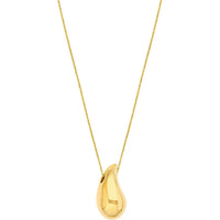 Olas d'Oro - 14K Yellow Gold Puff Art Teardrop Dome Necklace - 18 Inch, Lobster Clasp