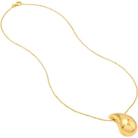 Olas d'Oro - 14K Yellow Gold Puff Art Teardrop Dome Necklace - 18 Inch, Lobster Clasp