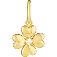 Olas d'Oro - 14K Yellow Gold Puff Flower Charm with Diamond - 0.06 Carat Total Diamond Weight