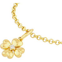 Olas d'Oro - 14K Yellow Gold Puff Flower Charm with Diamond - 0.06 Carat Total Diamond Weight